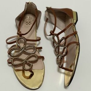 Vince Camuto “Harissa” Tan Gilded Twist Sandals NWOT/NWOB